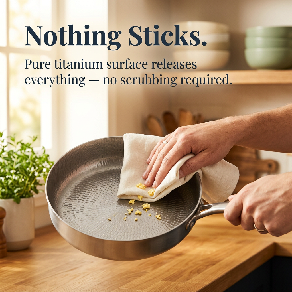 Hand Hammered Titanium Frying Pan Uncoated