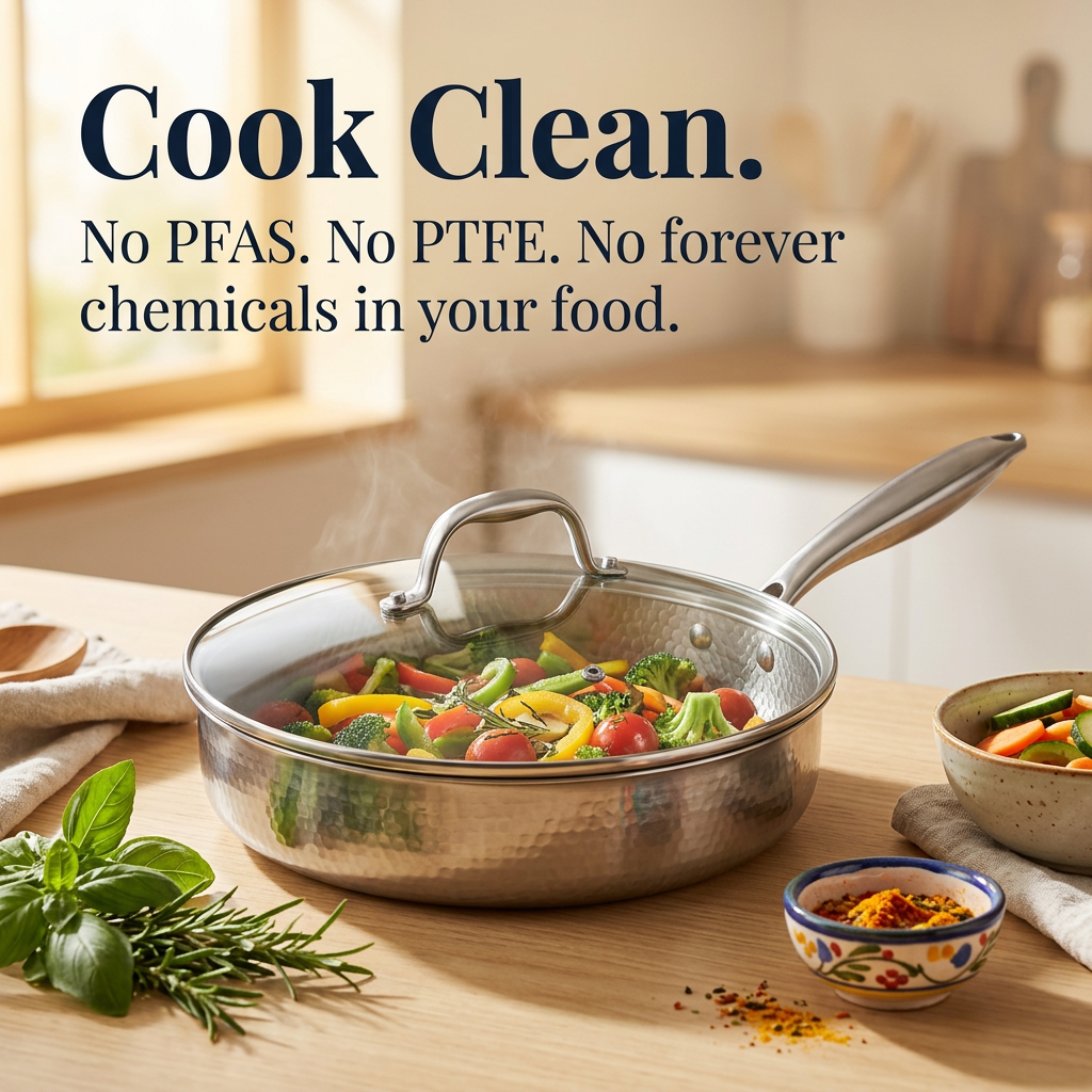 Hand Hammered Titanium Frying Pan Uncoated