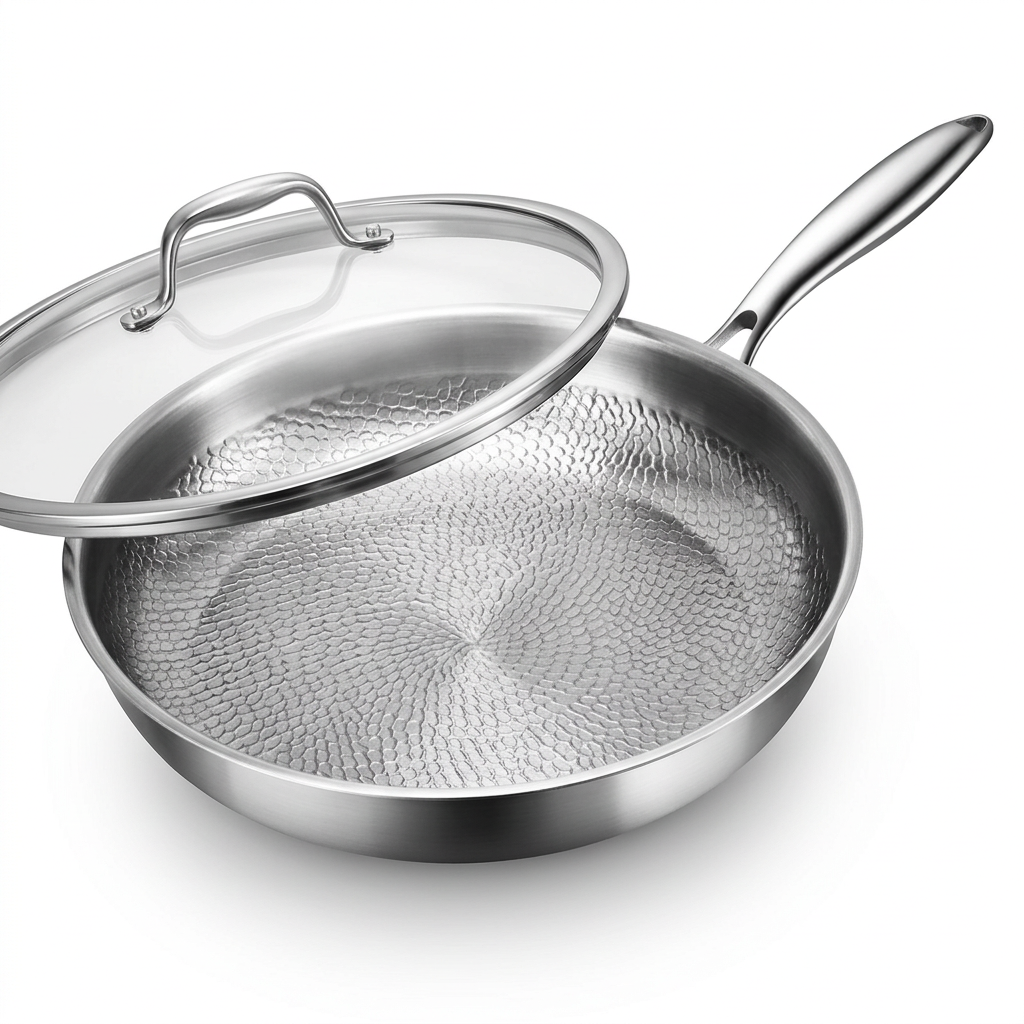 Hand Hammered Titanium Frying Pan - 3-piece set