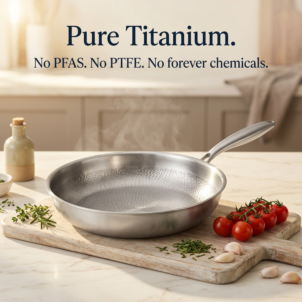 Hand Hammered Titanium Frying Pan