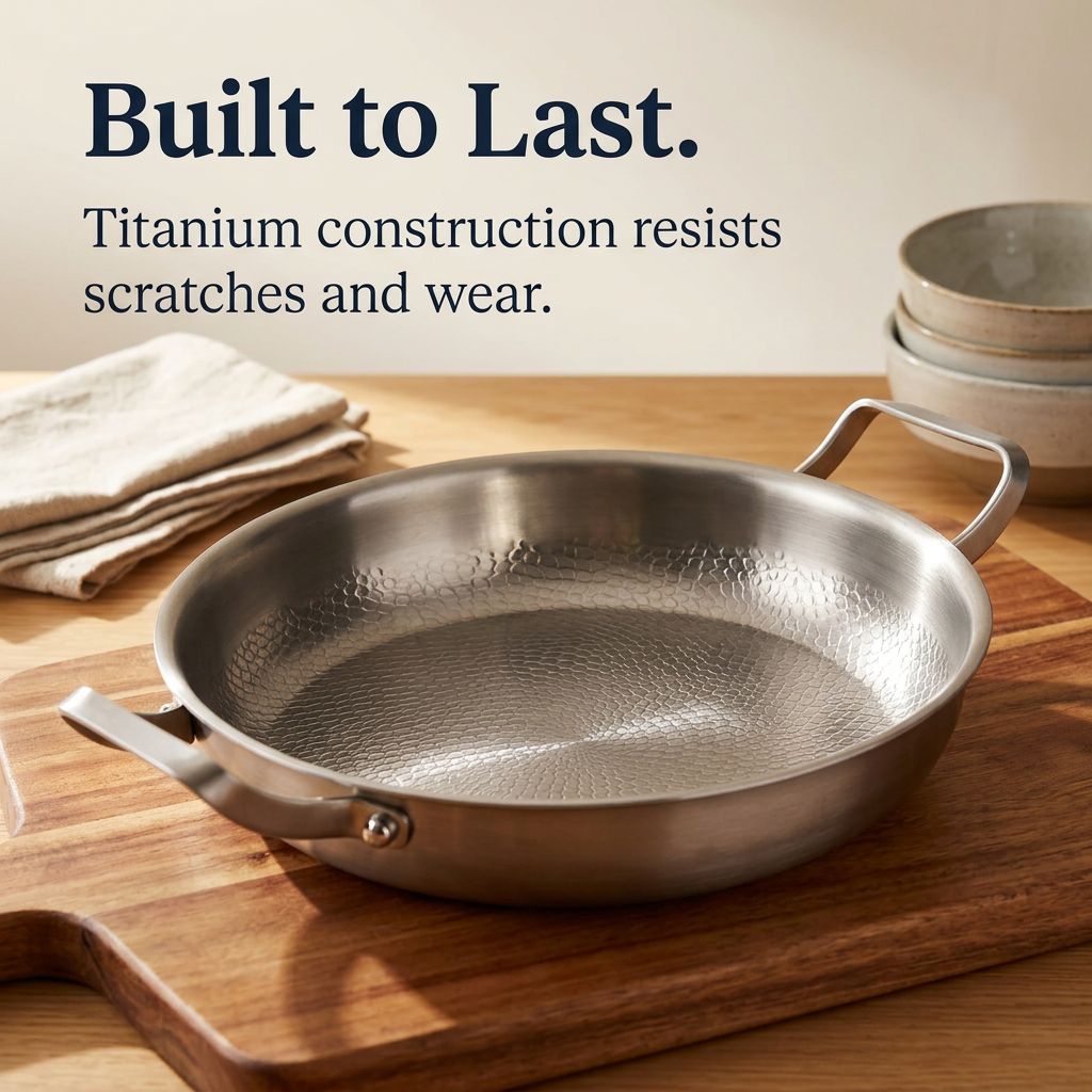 Hand Hammered Titanium Frying Pan