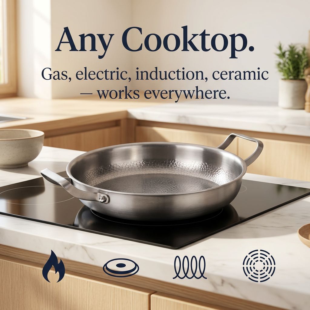Hand Hammered Titanium Frying Pan