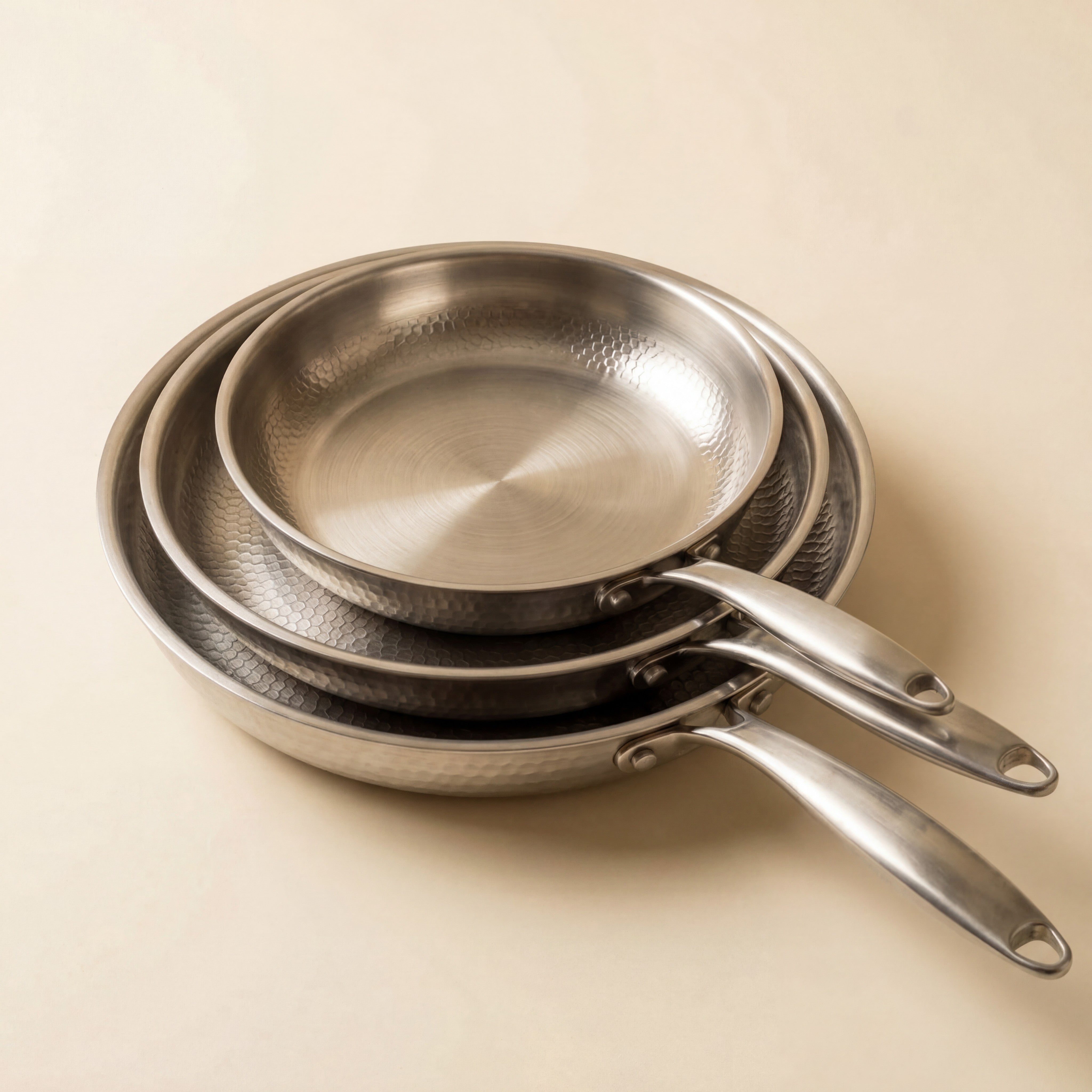Hand Hammered Titanium Frying Pan - 3-piece set