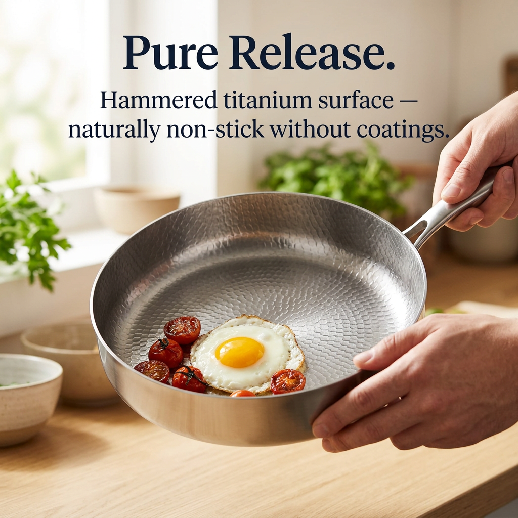 Hand Hammered Titanium Frying Pan Uncoated