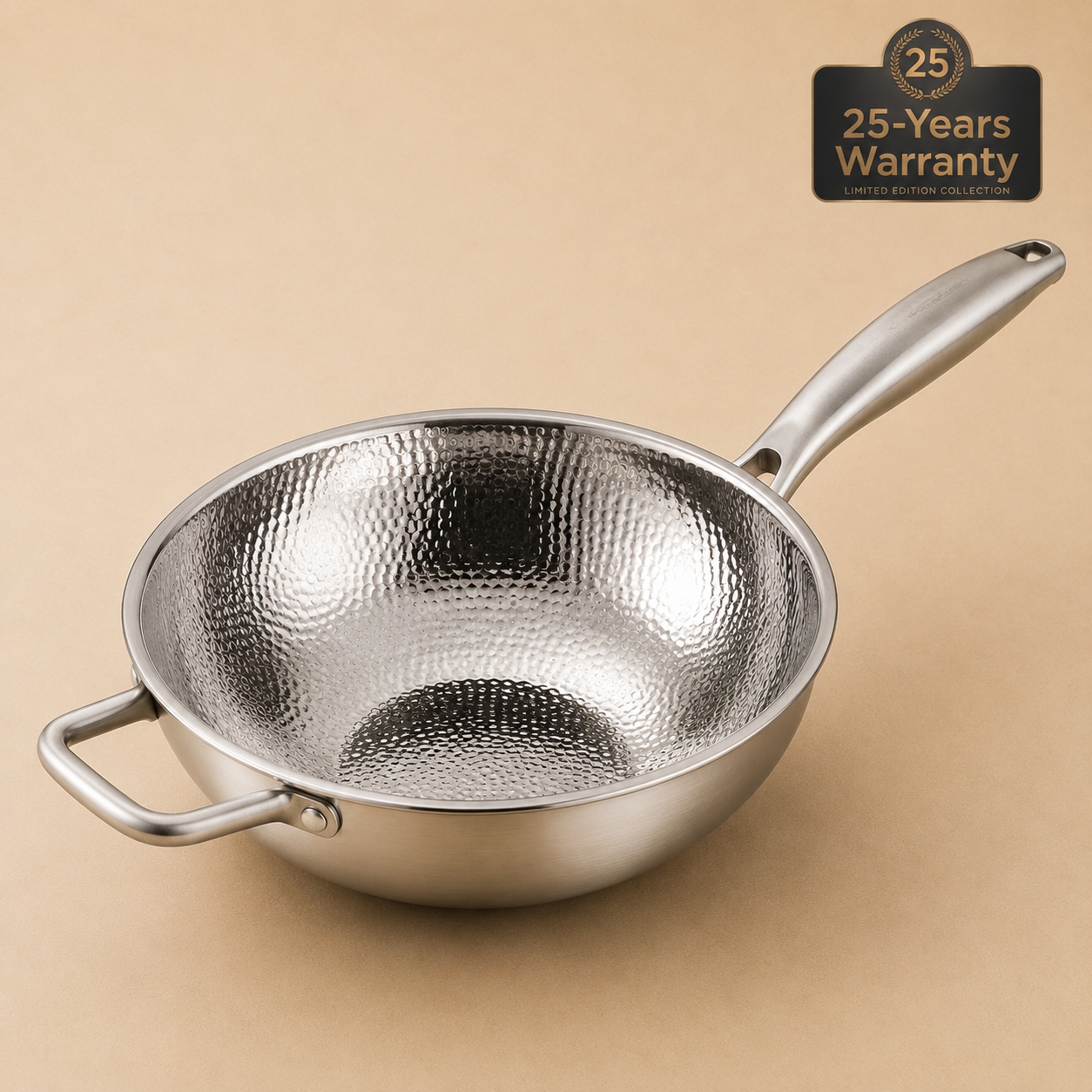Hand Hammered Titanium Round Wok