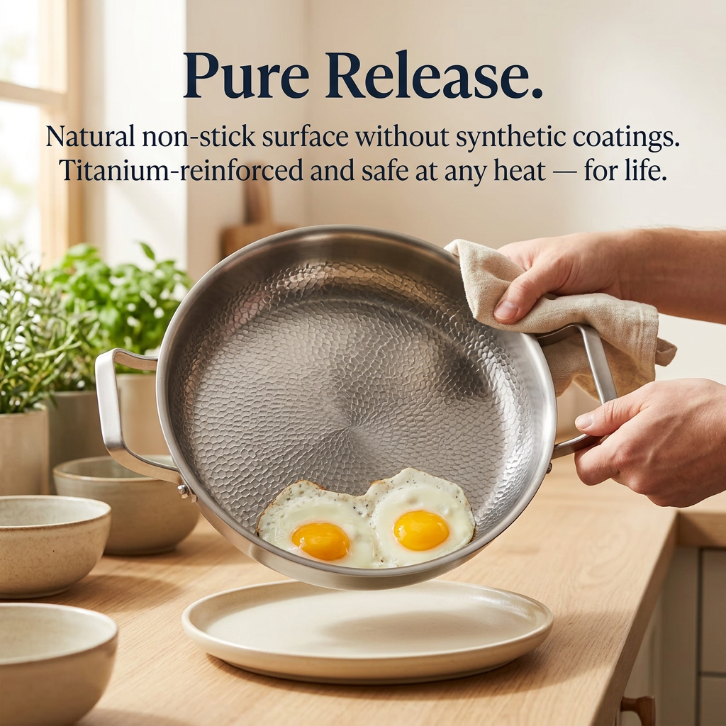 Hand Hammered Titanium Frying Pan