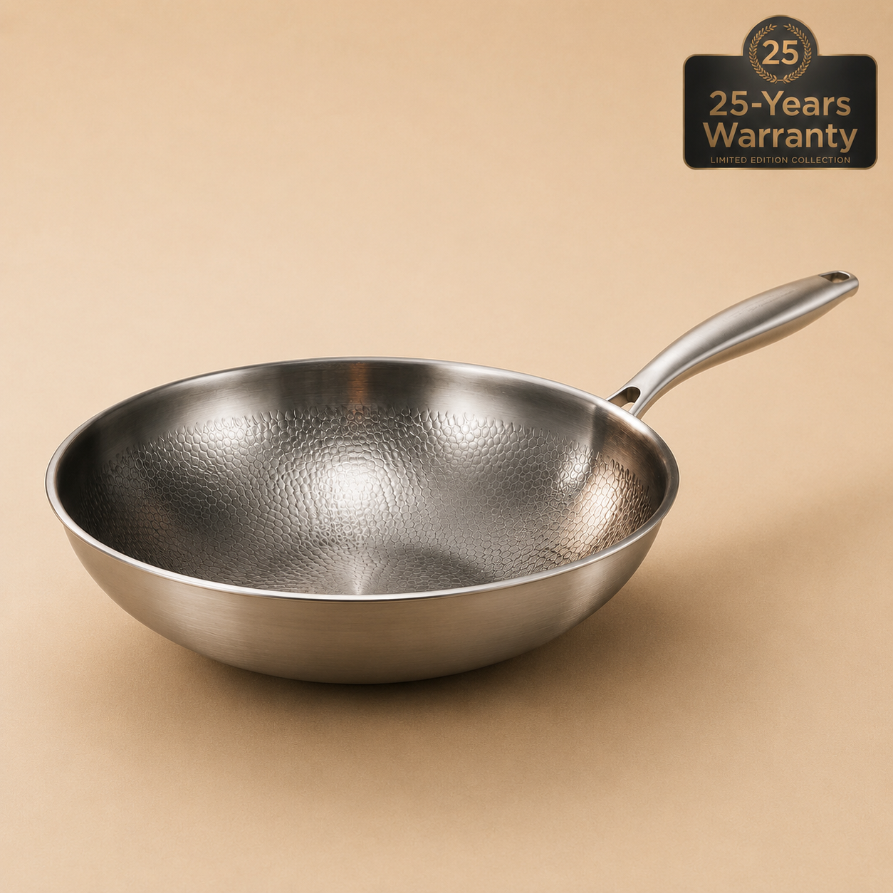 Hand Hammered Titanium Round Wok